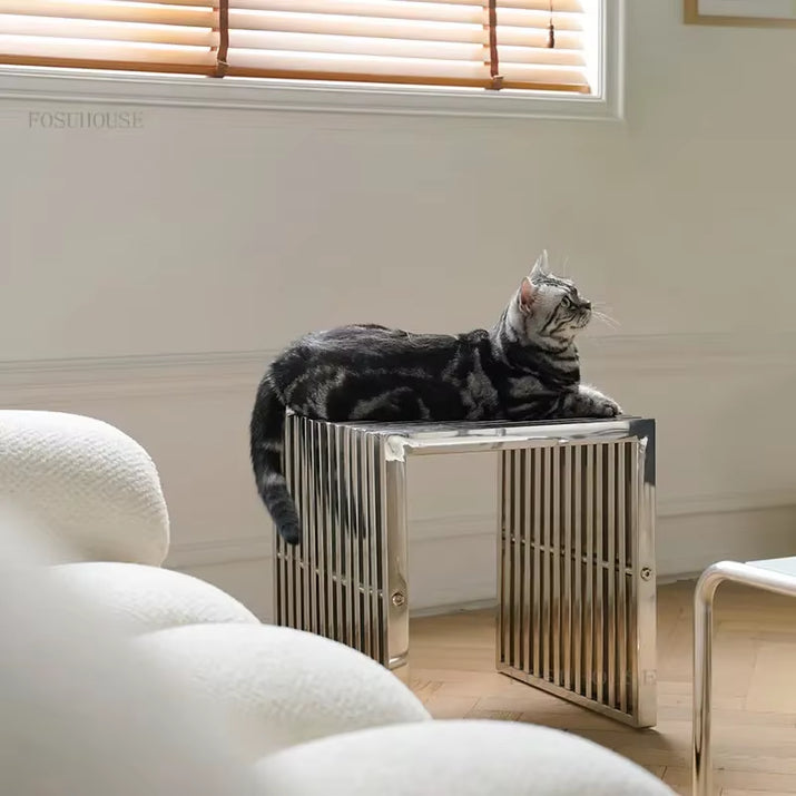 Nordic Stainless Steel Bench Creative Personality Stool Simple Home Leisure Stool Hallway Porch Shoe Changing Stools Ottomans