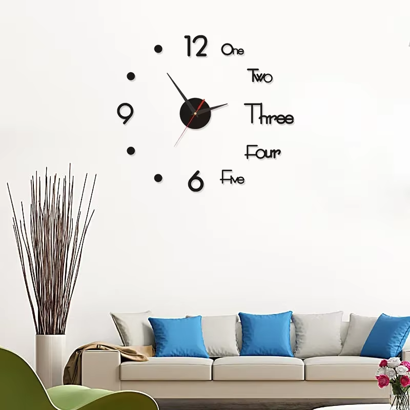 3D Wall Clock Luminous Frameless Wall Clocks DIY Digital Clock Stickers Silent Clock for Home Living Room Decor