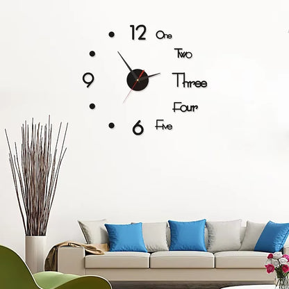 3D Wall Clock Luminous Frameless Wall Clocks DIY Digital Clock Stickers Silent Clock for Home Living Room Decor