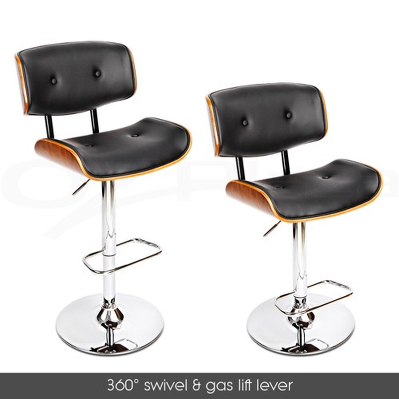 Artiss 2X Bar Stools Kitchen Dining Chairs Gas Lift Stool Leather Black