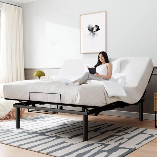 Queen Size Adjustable Bed Frame, Independent Head, Foot Incline, Wireless Remote Control with Quiet Motor