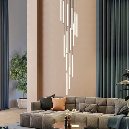 Living Room Long Tube Chandelier Villa Dining Room Attic Staircase Chandelier Lamp Large Exhibition Hall Suspension Lamp