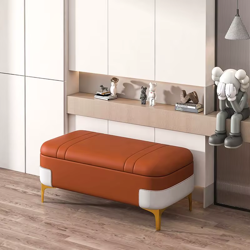 Nordic Storage Ottoman Bench Large Capacity Changing Shoes Stool Organizer Box Comfortable Footrest Ottoman Sofa Bench Doorstep