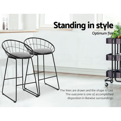 Artiss 4X Bar Stools Kitchen Dining Chairs Counter Stool Linen Padded Metal