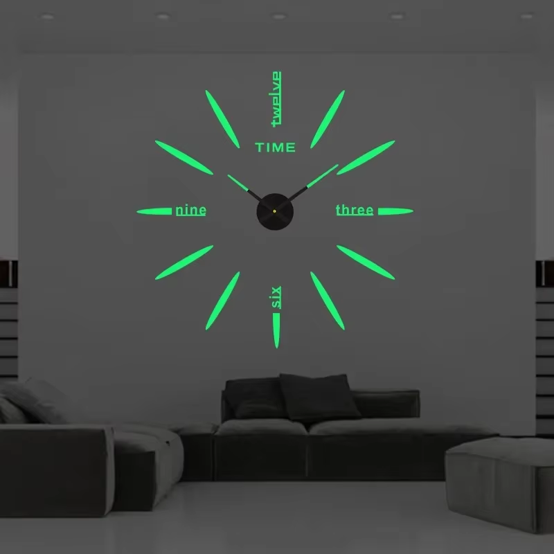 3D Wall Clock Luminous Frameless Wall Clocks DIY Digital Clock Stickers Silent Clock for Home Living Room Decor