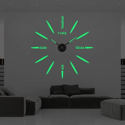 3D Wall Clock Luminous Frameless Wall Clocks DIY Digital Clock Stickers Silent Clock for Home Living Room Decor