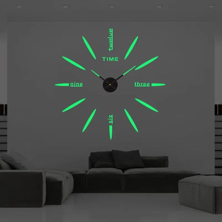3D Wall Clock Luminous Frameless Wall Clocks DIY Digital Clock Stickers Silent Clock for Home Living Room Decor