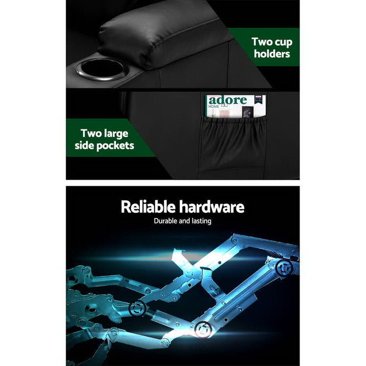 Artiss Recliner Chair Electric Massage Chairs Leather Lounge Sofa Heated Black