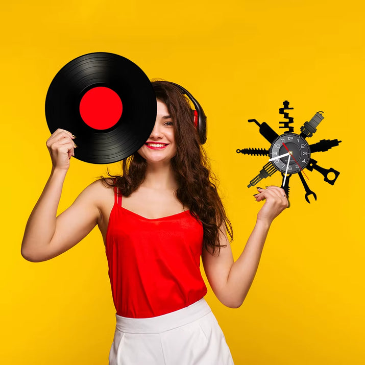 Auto Repair Shop Wall Sign Decorative Modern Wall Clock Car Mechanic Service Workshop Vinyl Record Clock Garage Repairman Gift