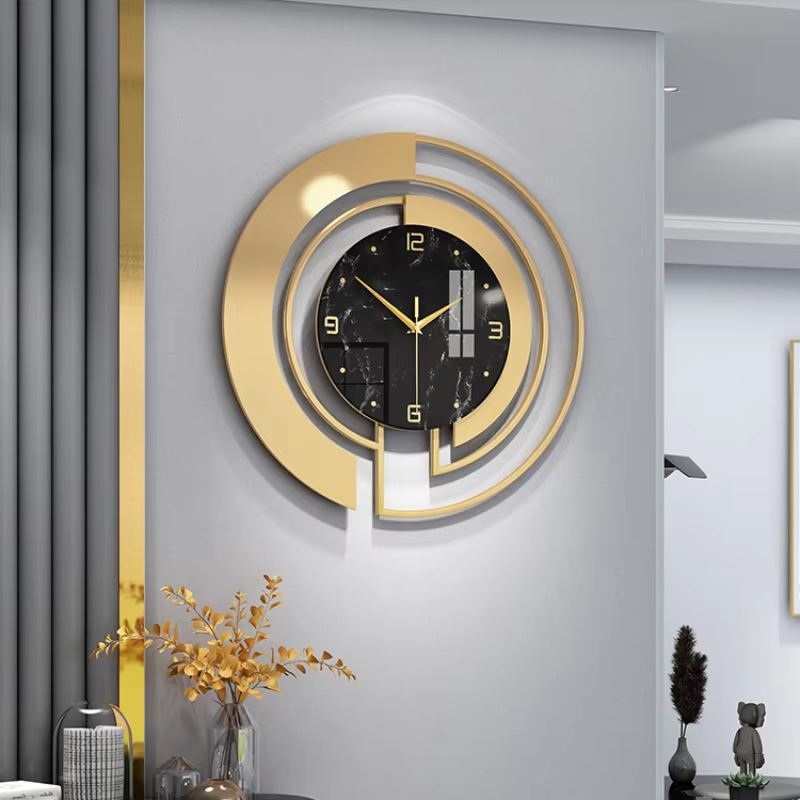 Nordic Light Luxury Metal Wall Clock Fashion Design Large Home Decoration Pendant Clock Hotel Living Room Wall Hanging Clock