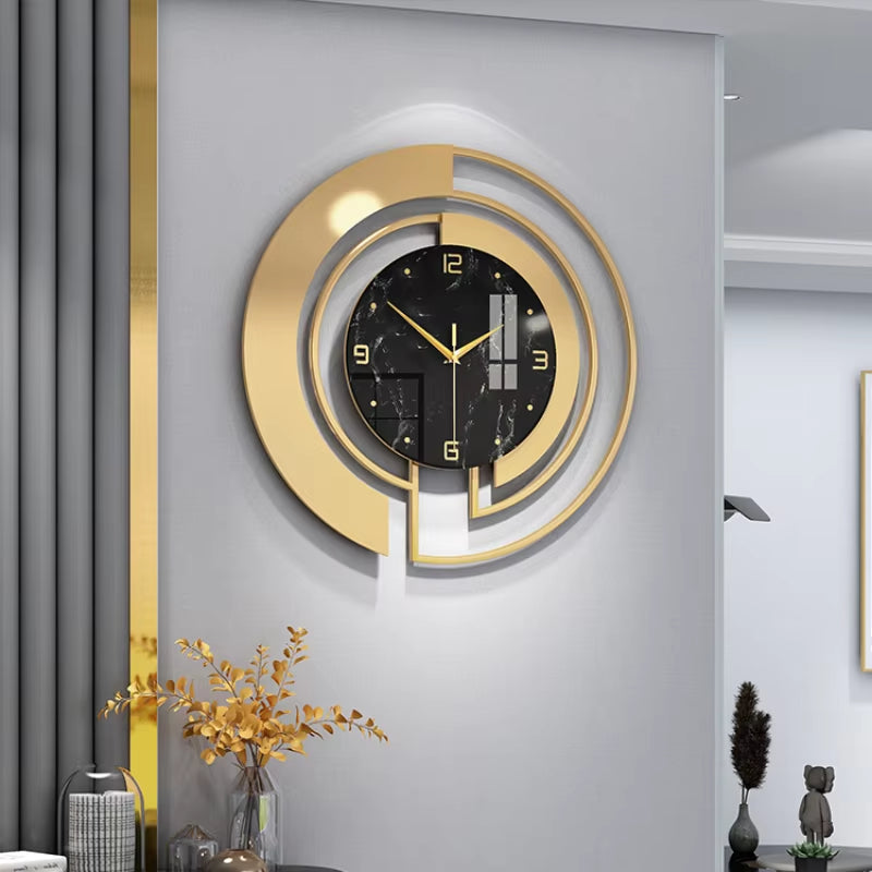 Nordic Light Luxury Metal Wall Clock Fashion Design Large Home Decoration Pendant Clock Hotel Living Room Wall Hanging Clock