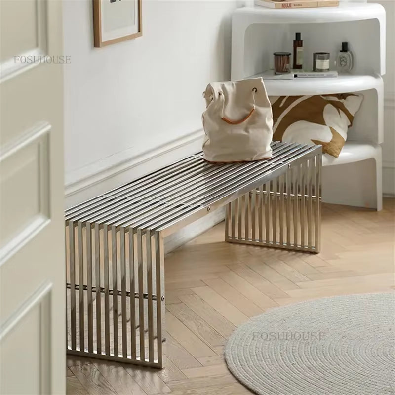 Nordic Stainless Steel Bench Creative Personality Stool Simple Home Leisure Stool Hallway Porch Shoe Changing Stools Ottomans