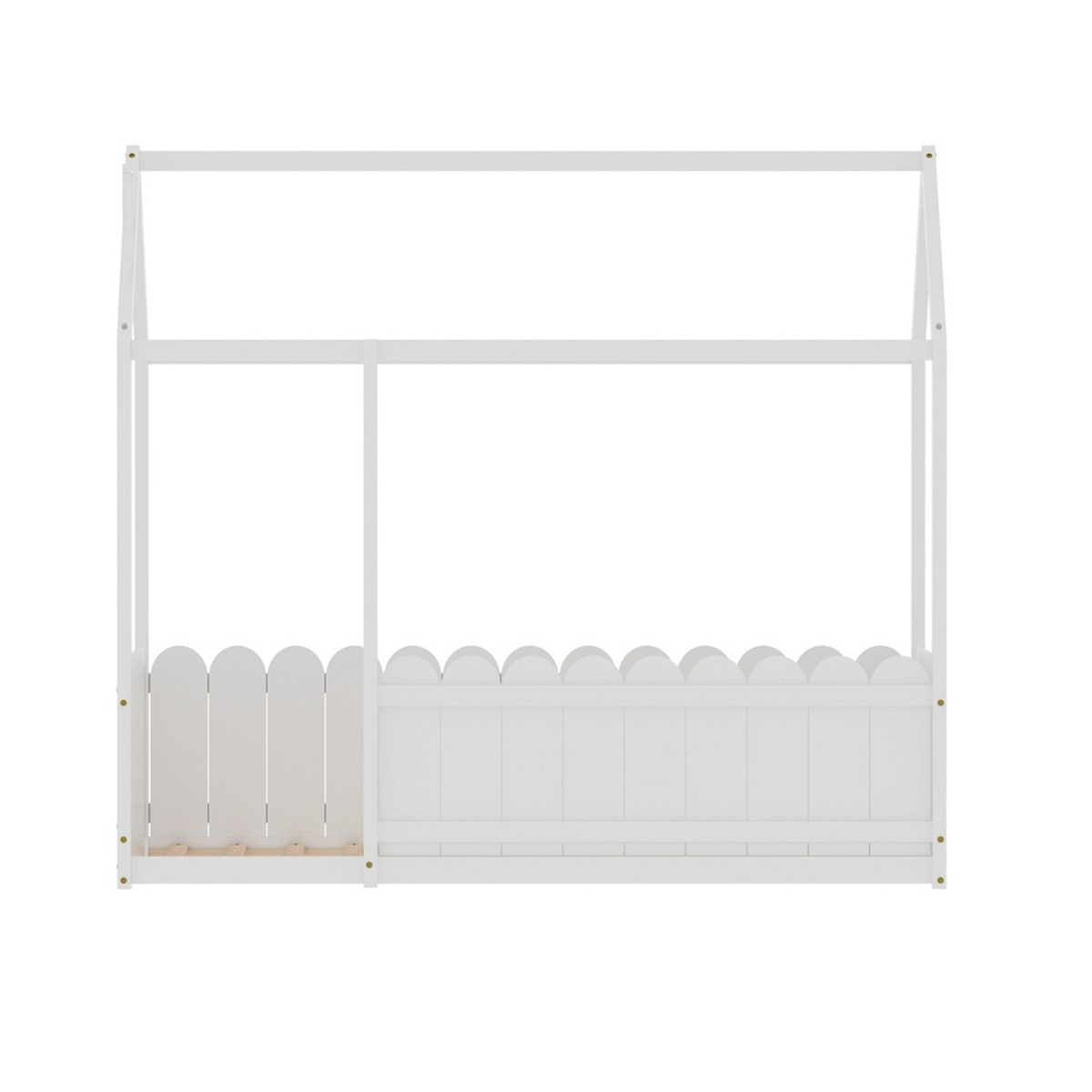 Artiss Bed Frame Kids Timber Single Wooden Mattress Base House Platform White