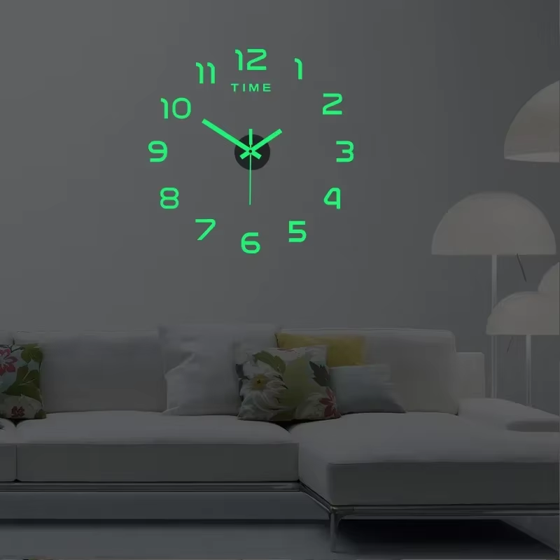 3D Wall Clock Luminous Frameless Wall Clocks DIY Digital Clock Stickers Silent Clock for Home Living Room Decor