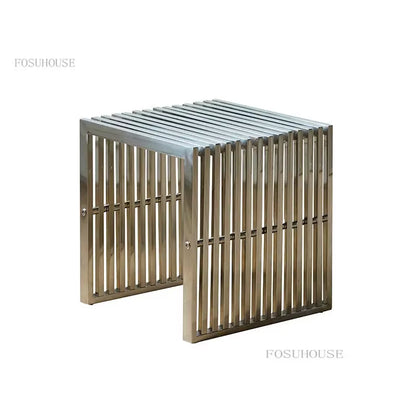 Nordic Stainless Steel Bench Creative Personality Stool Simple Home Leisure Stool Hallway Porch Shoe Changing Stools Ottomans