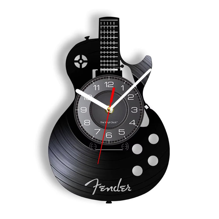 Acoustic Guitar Wall Art Wall Clock Musical Instrument Home Interior Wall Decor Vinyl Record Wall Clock Rock N Roll Musical Gift