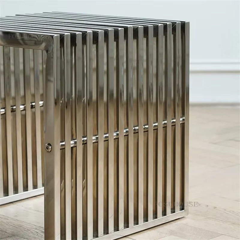 Nordic Stainless Steel Bench Creative Personality Stool Simple Home Leisure Stool Hallway Porch Shoe Changing Stools Ottomans