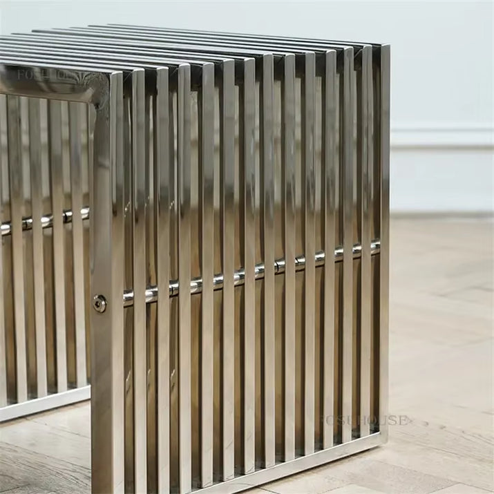 Nordic Stainless Steel Bench Creative Personality Stool Simple Home Leisure Stool Hallway Porch Shoe Changing Stools Ottomans