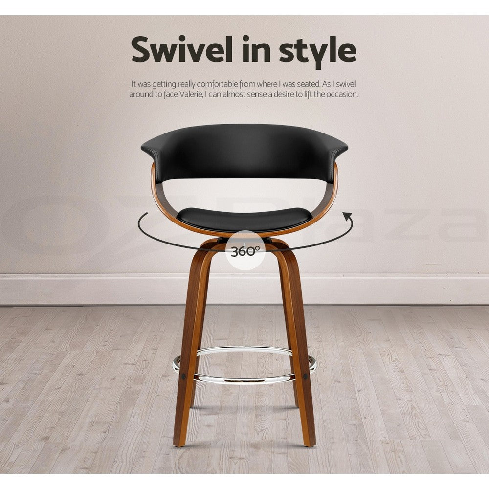 Artiss 2X Bar Stools Kitchen Dining Chairs Swivel Leather Padded Stool Wooden