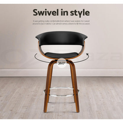 Artiss 2X Bar Stools Kitchen Dining Chairs Swivel Leather Padded Stool Wooden