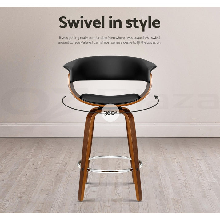 Artiss 2X Bar Stools Kitchen Dining Chairs Swivel Leather Padded Stool Wooden