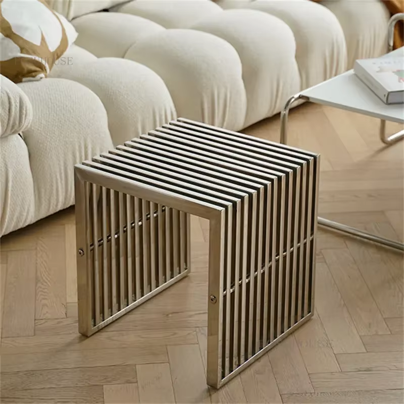 Nordic Stainless Steel Bench Creative Personality Stool Simple Home Leisure Stool Hallway Porch Shoe Changing Stools Ottomans