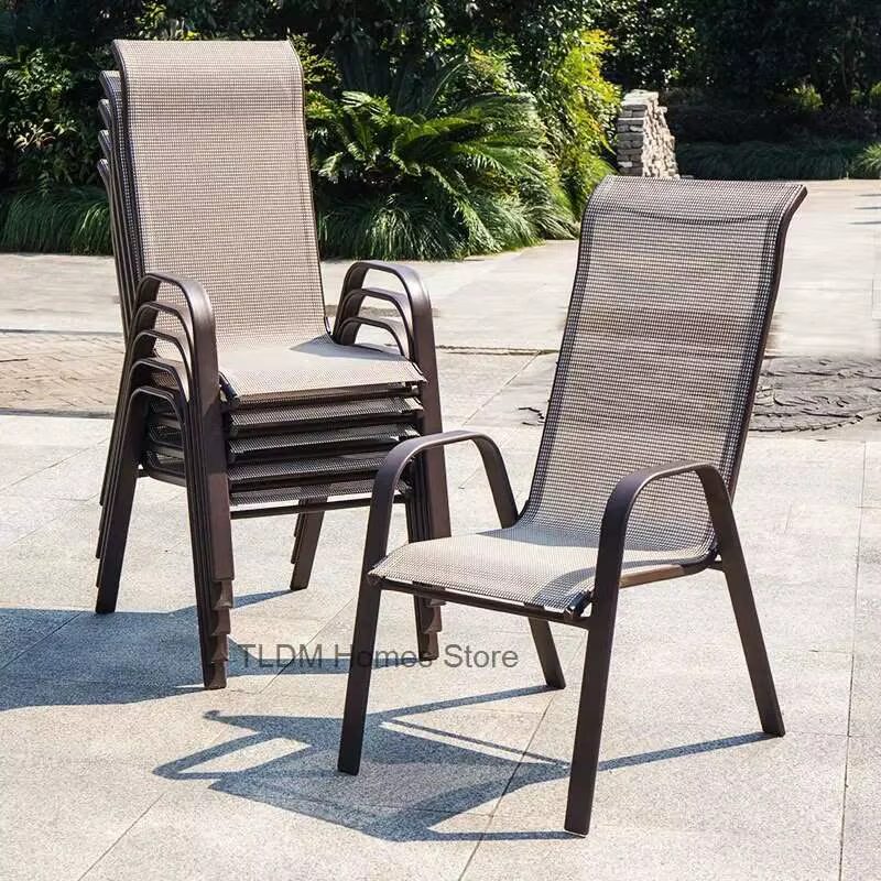 2Pcs High Back Garden Chairs Nordic Waterproof Comfortable Dining Garden Chairs Back Italian Style Mueble Jardin Furniture