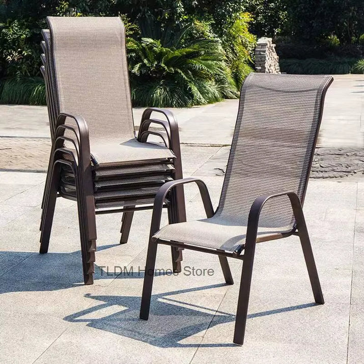 2Pcs High Back Garden Chairs Nordic Waterproof Comfortable Dining Garden Chairs Back Italian Style Mueble Jardin Furniture