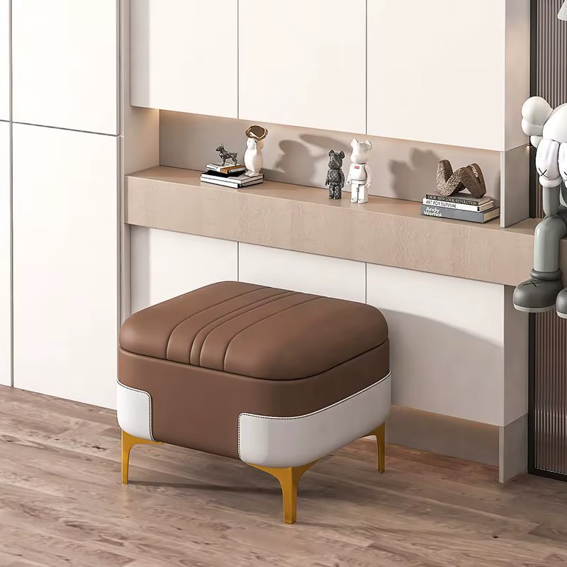 Nordic Storage Ottoman Bench Large Capacity Changing Shoes Stool Organizer Box Comfortable Footrest Ottoman Sofa Bench Doorstep