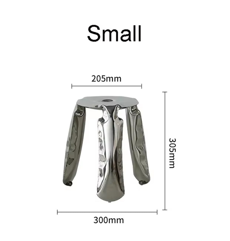 Living Room Modern Footrest Interior round Luxury Art Stainless Steel Balloon Stool Metal Three-Legged Design Low Stool Ottomans