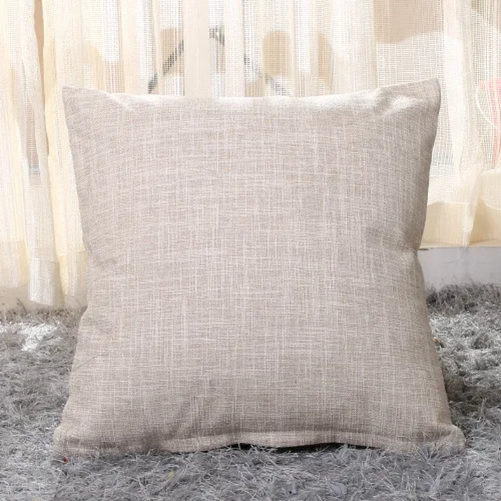 2Pcs Set Linen Pillow Covers 18X18Inch Burlap Beige Throw Pillows Cover for Couch Living Room Bench Patio Floor Linen Home Decor