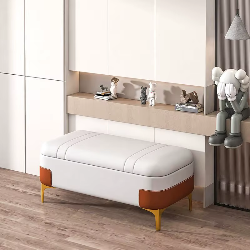 Nordic Storage Ottoman Bench Large Capacity Changing Shoes Stool Organizer Box Comfortable Footrest Ottoman Sofa Bench Doorstep