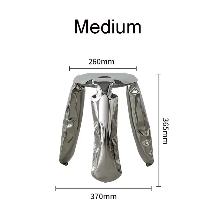 Living Room Modern Footrest Interior round Luxury Art Stainless Steel Balloon Stool Metal Three-Legged Design Low Stool Ottomans