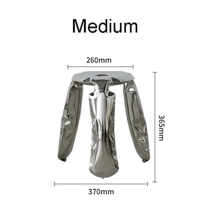 Living Room Modern Footrest Interior round Luxury Art Stainless Steel Balloon Stool Metal Three-Legged Design Low Stool Ottomans