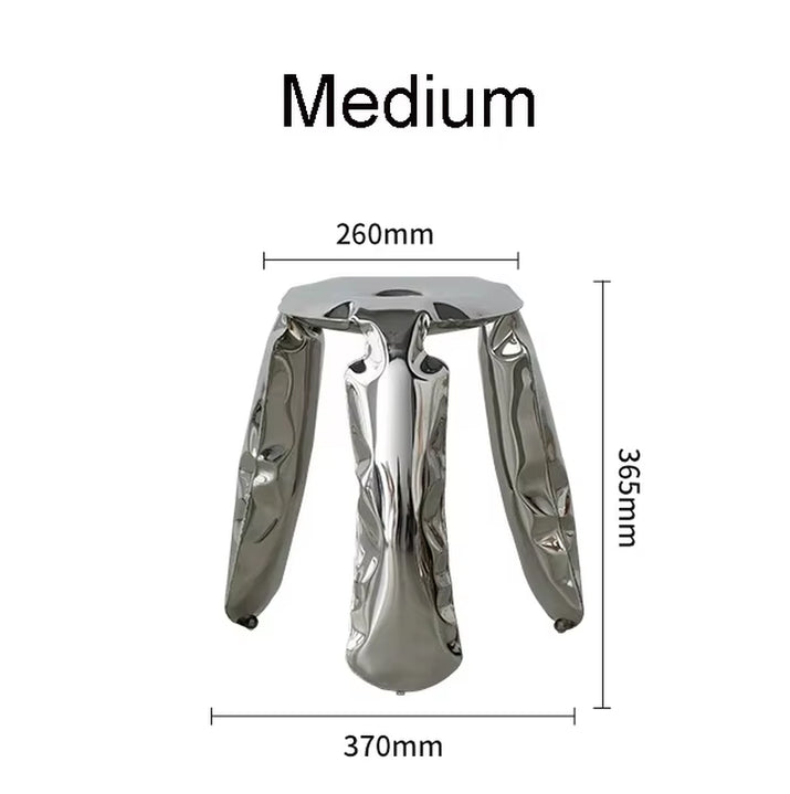 Living Room Modern Footrest Interior round Luxury Art Stainless Steel Balloon Stool Metal Three-Legged Design Low Stool Ottomans