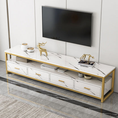 Emilia TV Cabinet & 2In1 Coffee Table Set Luxury Marble Look Wood Bronze Storage