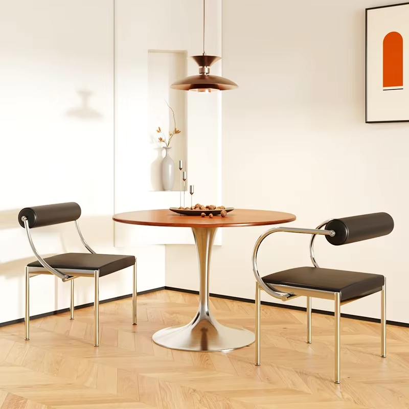 Art Design Simple Dining Chair, Retro Style, Stainless Steel Internet Celebrity Makeup Chair, Living Room Shop Decoration Chair