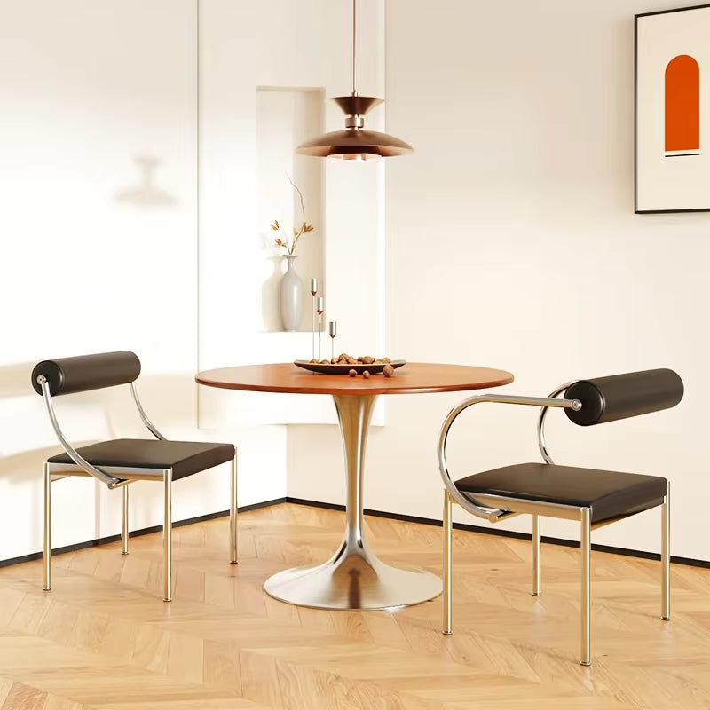 Art Design Simple Dining Chair, Retro Style, Stainless Steel Internet Celebrity Makeup Chair, Living Room Shop Decoration Chair
