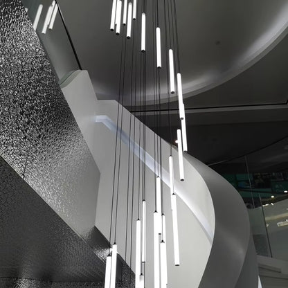 Living Room Long Tube Chandelier Villa Dining Room Attic Staircase Chandelier Lamp Large Exhibition Hall Suspension Lamp