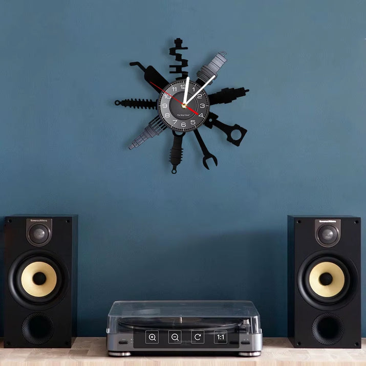 Auto Repair Shop Wall Sign Decorative Modern Wall Clock Car Mechanic Service Workshop Vinyl Record Clock Garage Repairman Gift