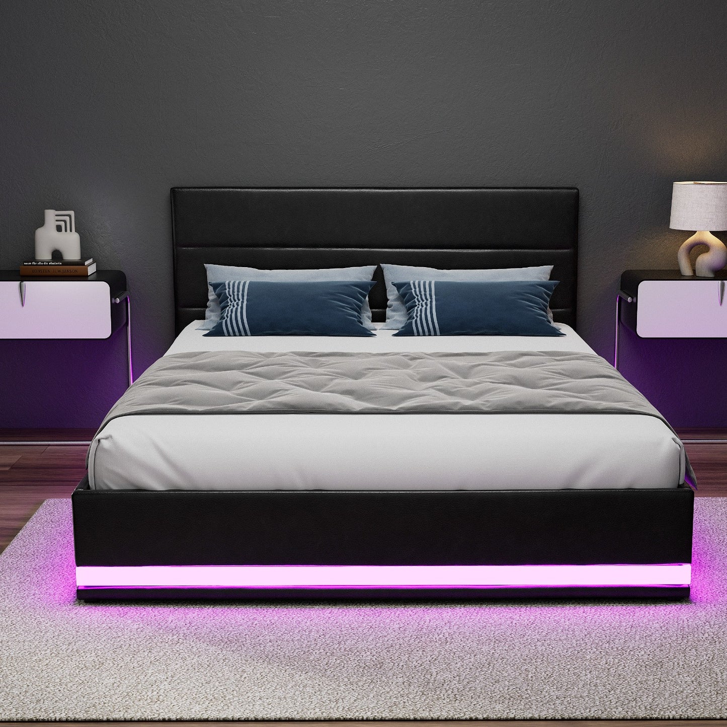 Artiss Bed Frame Queen Double King Single RGB LED Gas Lift Base Storage LUMI