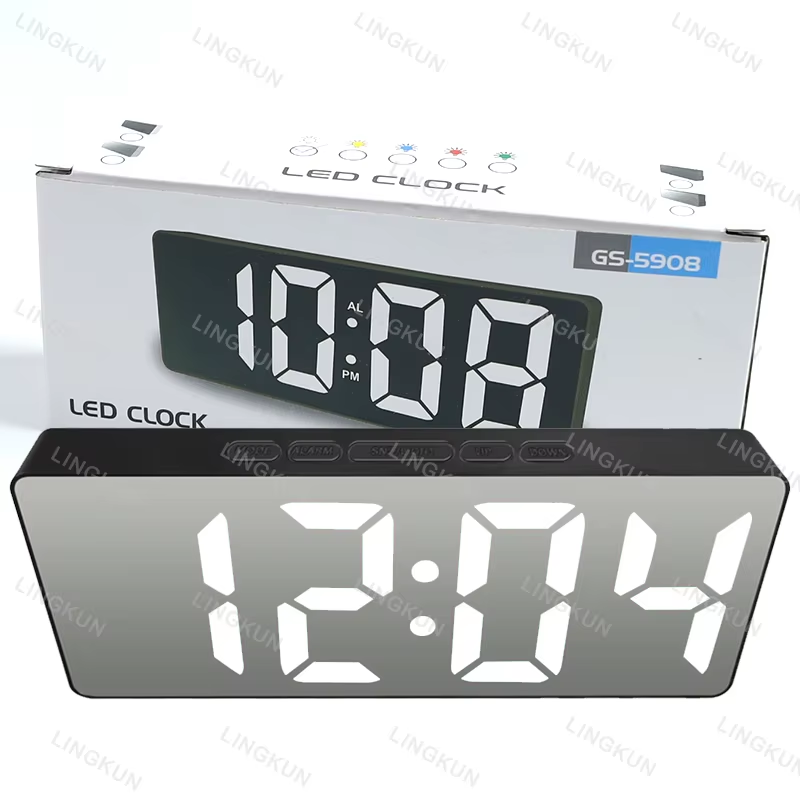Electronic Alarm Clock Noiseless Design Digital LED Large Display Mirror Electronic Clock Digital Alarm Clock LED Mirror Clocks