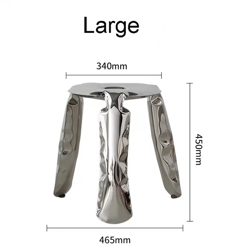 Living Room Modern Footrest Interior round Luxury Art Stainless Steel Balloon Stool Metal Three-Legged Design Low Stool Ottomans