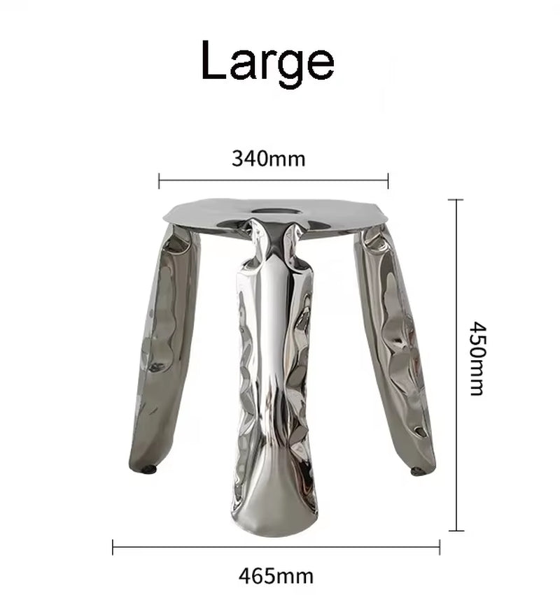 Living Room Modern Footrest Interior round Luxury Art Stainless Steel Balloon Stool Metal Three-Legged Design Low Stool Ottomans