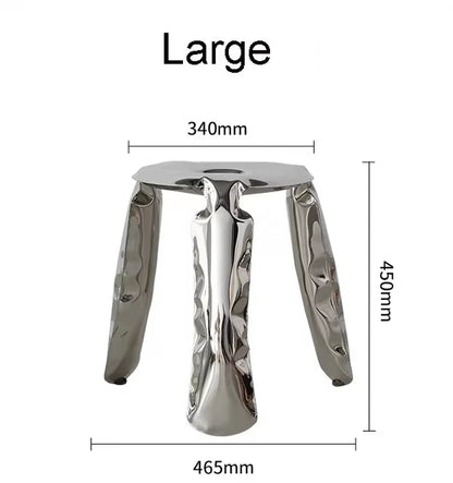 Living Room Modern Footrest Interior round Luxury Art Stainless Steel Balloon Stool Metal Three-Legged Design Low Stool Ottomans