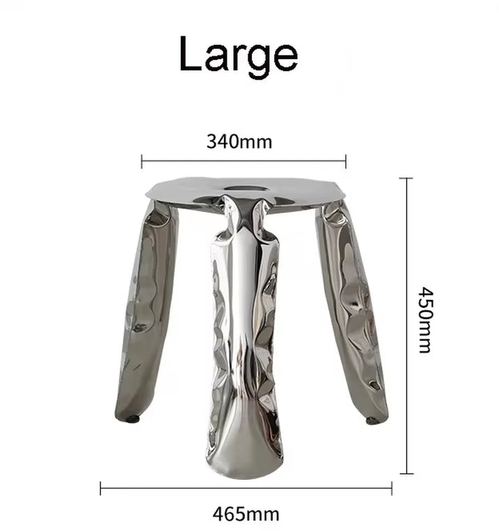 Living Room Modern Footrest Interior round Luxury Art Stainless Steel Balloon Stool Metal Three-Legged Design Low Stool Ottomans