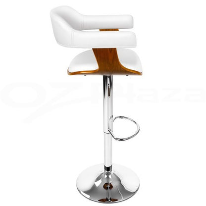 Artiss 2X Bar Stools Kitchen Counter Stool Gas Lift Leather W/Armrest White