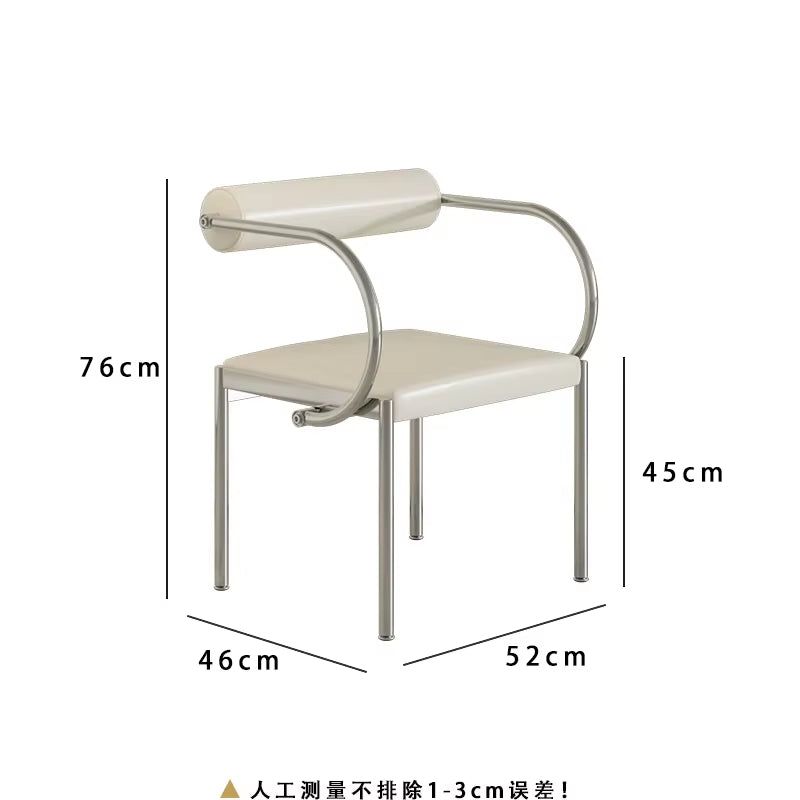 Art Design Simple Dining Chair, Retro Style, Stainless Steel Internet Celebrity Makeup Chair, Living Room Shop Decoration Chair
