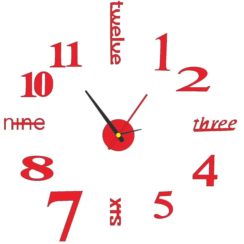3D Wall Clock Luminous Frameless Wall Clocks DIY Digital Clock Stickers Silent Clock for Home Living Room Decor