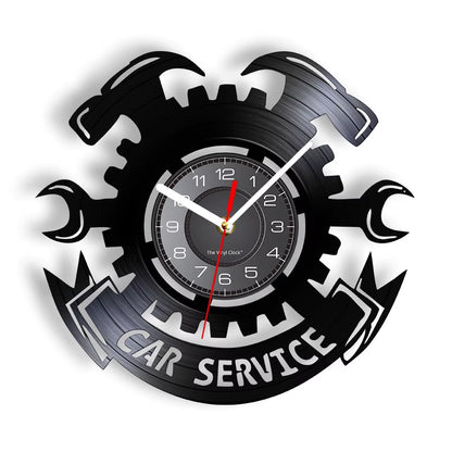 Auto Repair Shop Wall Sign Decorative Modern Wall Clock Car Mechanic Service Workshop Vinyl Record Clock Garage Repairman Gift